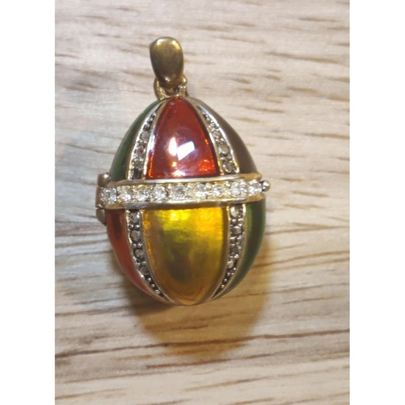 Multicolor Enamel egg locket Pendant Crystal Rhinestone Locket - Picture 3 of 4